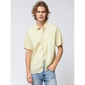 Vans Men's Short‎ Sleeve Button-Up Shirt Yellow Size Large Casual